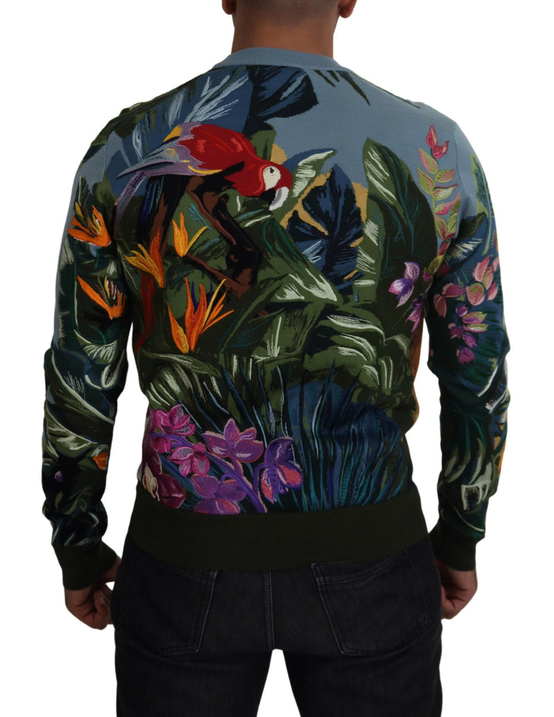 Pull en laine à motif jungle multicolore avec logo Dolce &amp; Gabbana