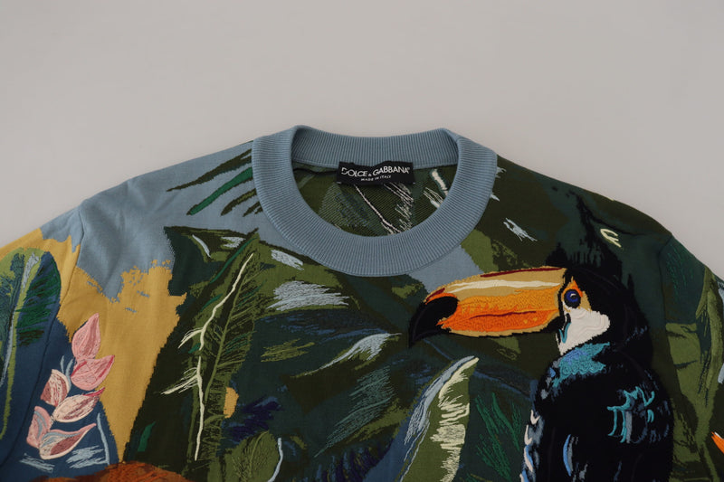 Pull en laine à motif jungle multicolore avec logo Dolce &amp; Gabbana