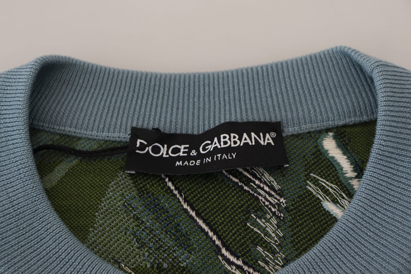 Pull en laine à motif jungle multicolore avec logo Dolce &amp; Gabbana