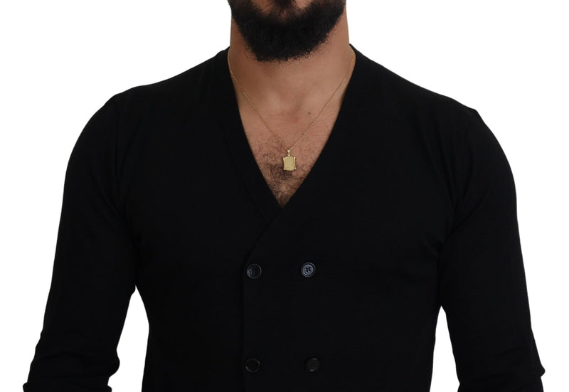 Pull en cachemire noir à boutons de Dolce &amp; Gabbana