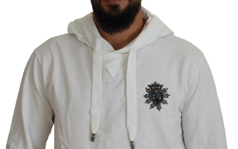 Sweat à capuche en coton blanc avec logo Dolce &amp; Gabbana