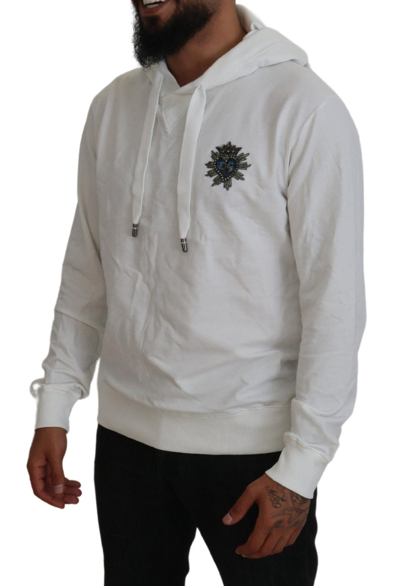 Sweat à capuche en coton blanc avec logo Dolce &amp; Gabbana
