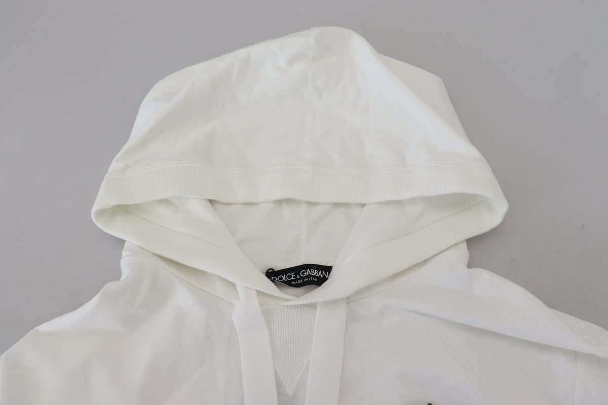 Sweat à capuche en coton blanc avec logo Dolce &amp; Gabbana