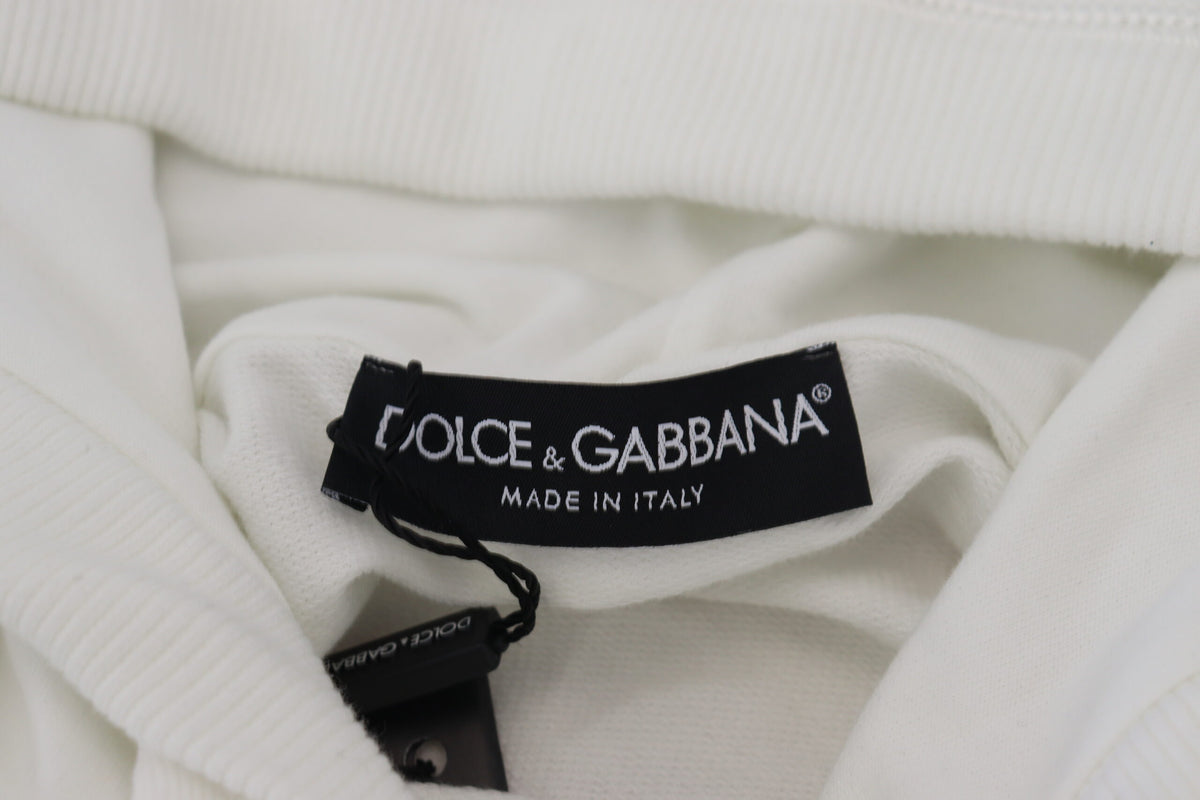 Sweat à capuche en coton blanc avec logo Dolce &amp; Gabbana