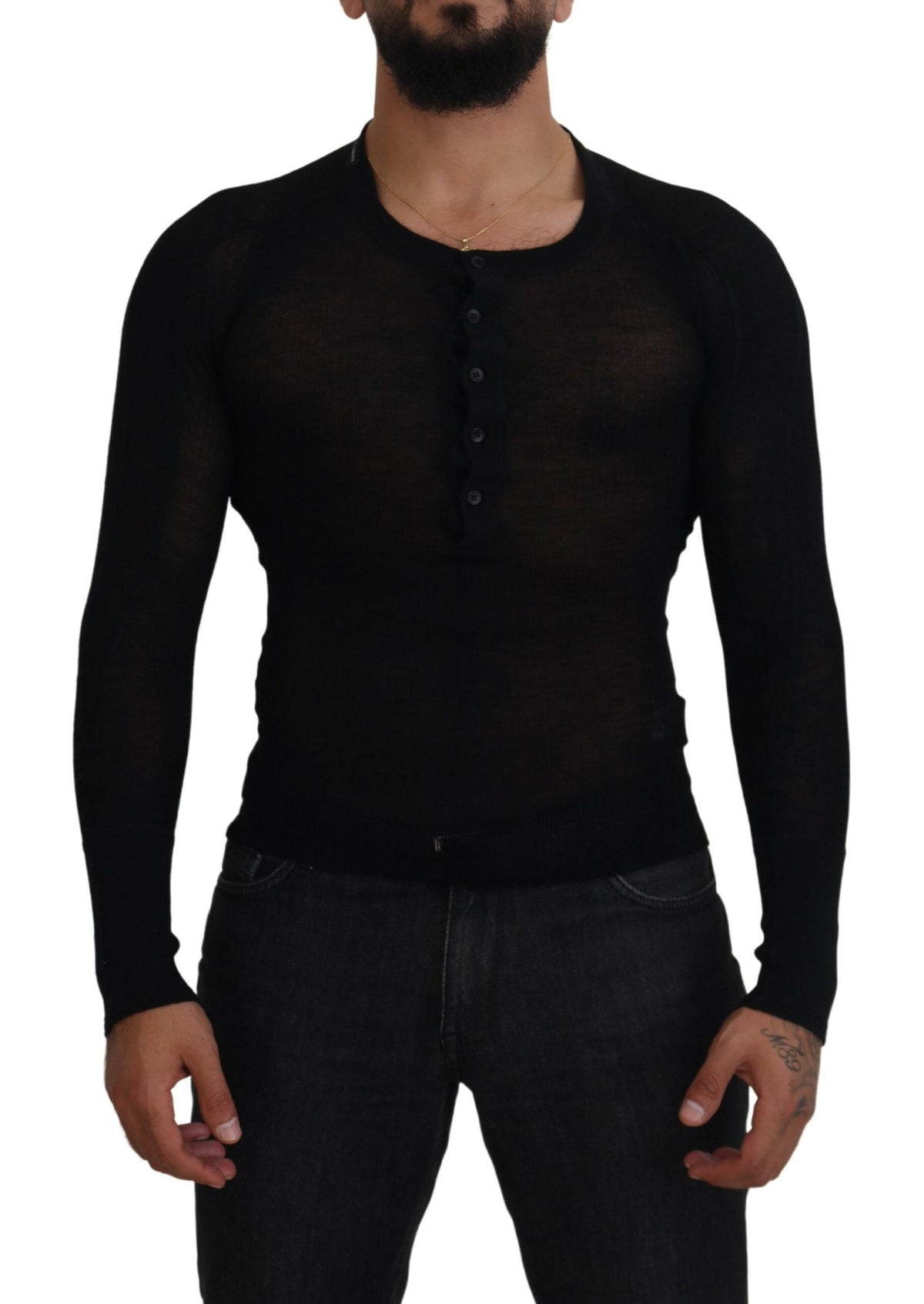 Pull en cachemire noir à boutons de Dolce &amp; Gabbana