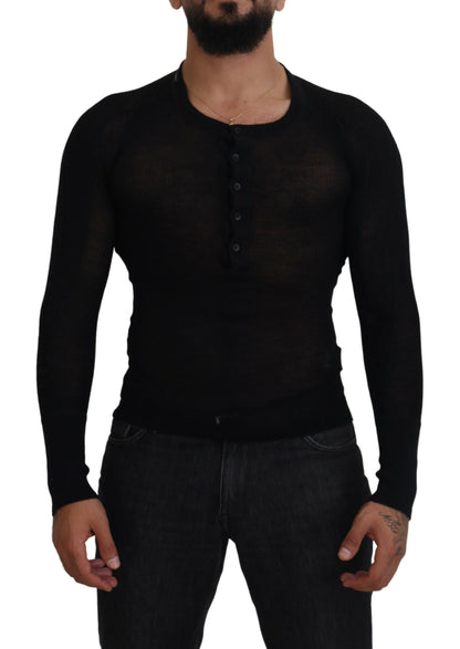 Pull en cachemire noir à boutons de Dolce &amp; Gabbana