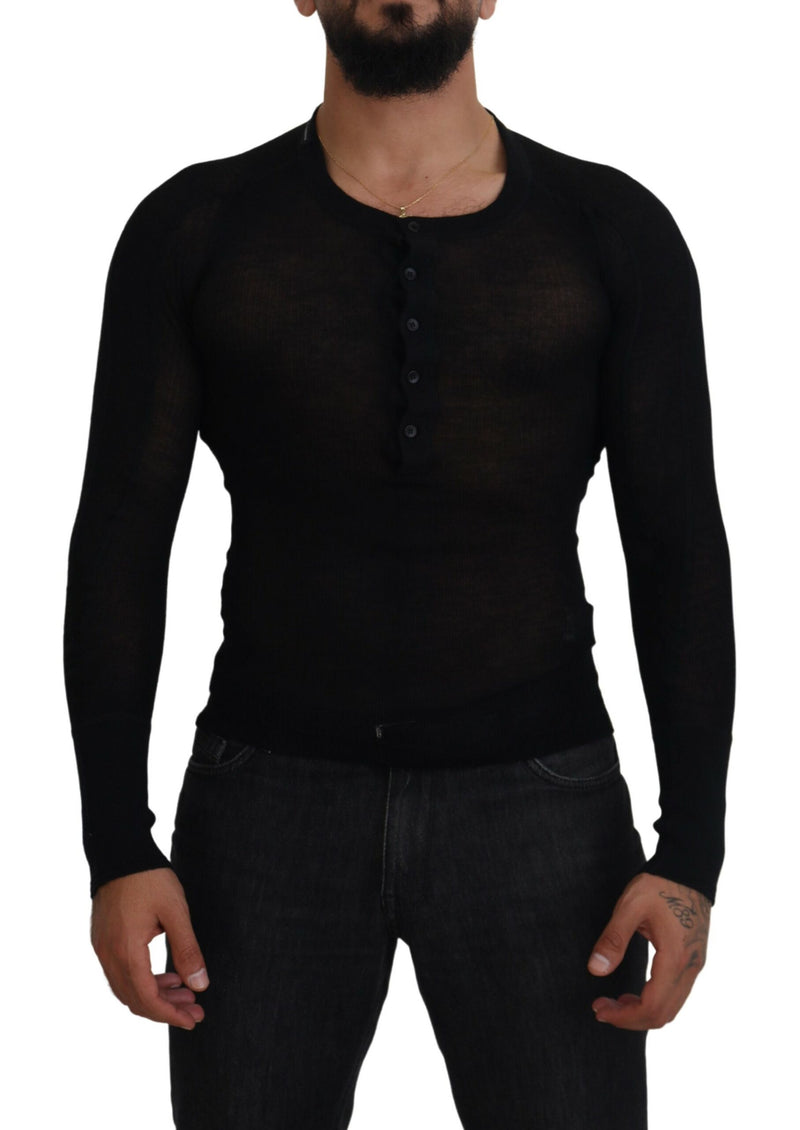Pull en cachemire noir à boutons de Dolce &amp; Gabbana