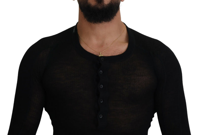Pull en cachemire noir à boutons de Dolce &amp; Gabbana