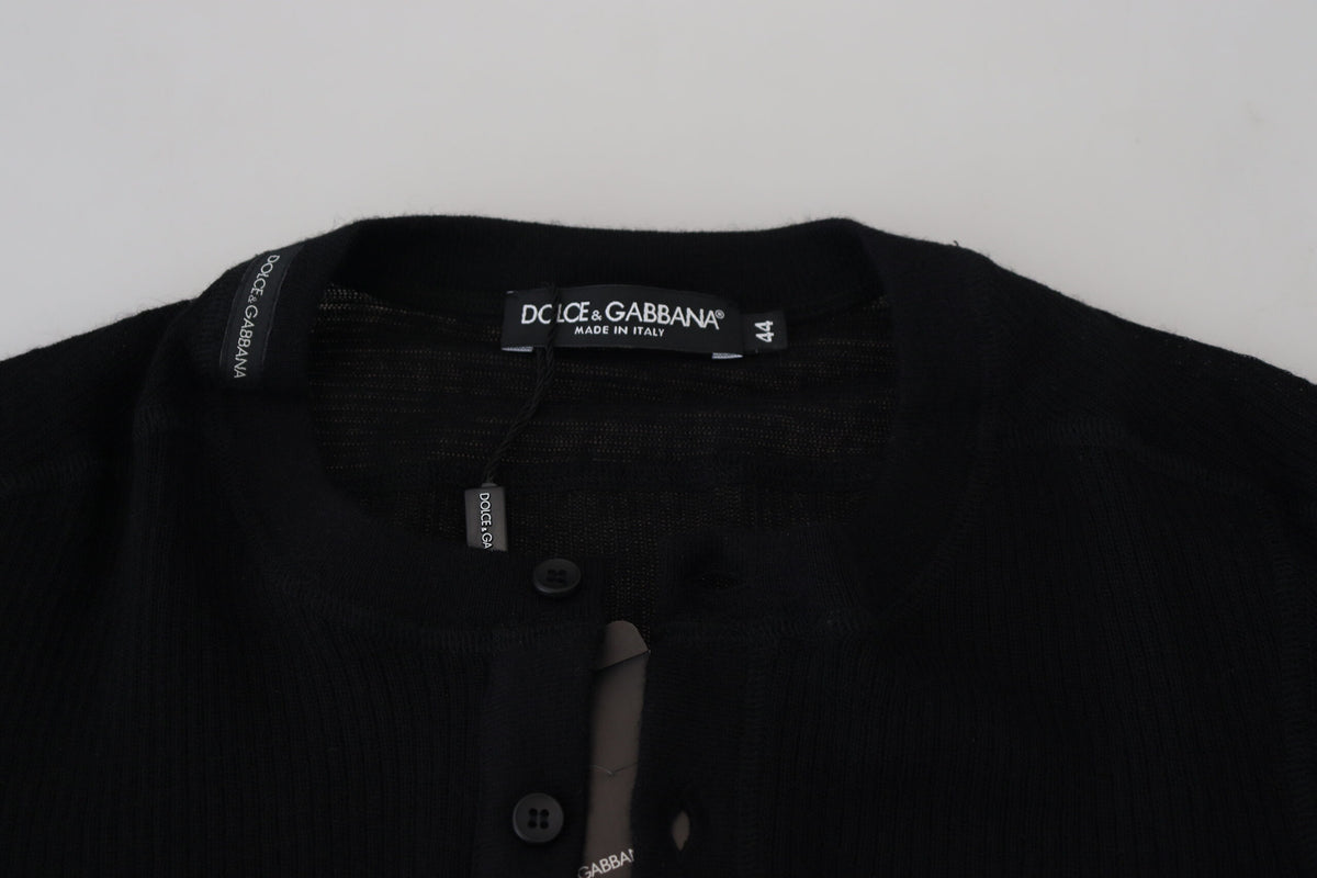 Pull en cachemire noir à boutons de Dolce &amp; Gabbana