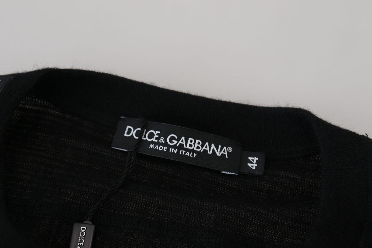 Pull en cachemire noir à boutons de Dolce &amp; Gabbana