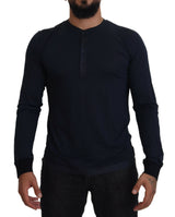 Pull en coton bleu à col rond et boutons de Dolce &amp; Gabbana