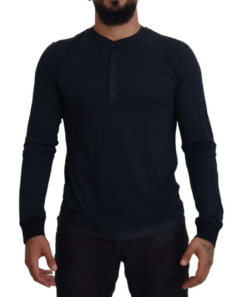 Pull en coton bleu à col rond et boutons de Dolce &amp; Gabbana