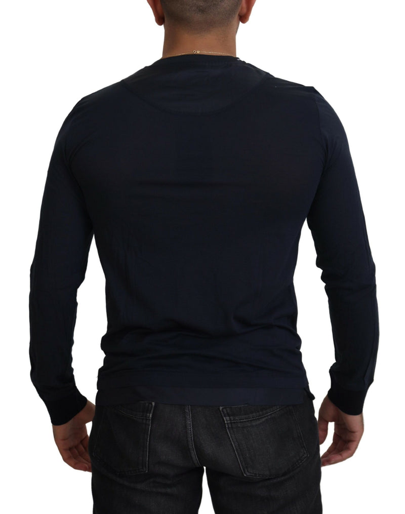 Pull en coton bleu à col rond et boutons de Dolce &amp; Gabbana