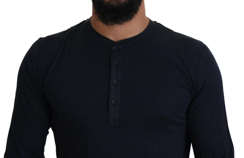 Pull en coton bleu à col rond et boutons de Dolce &amp; Gabbana