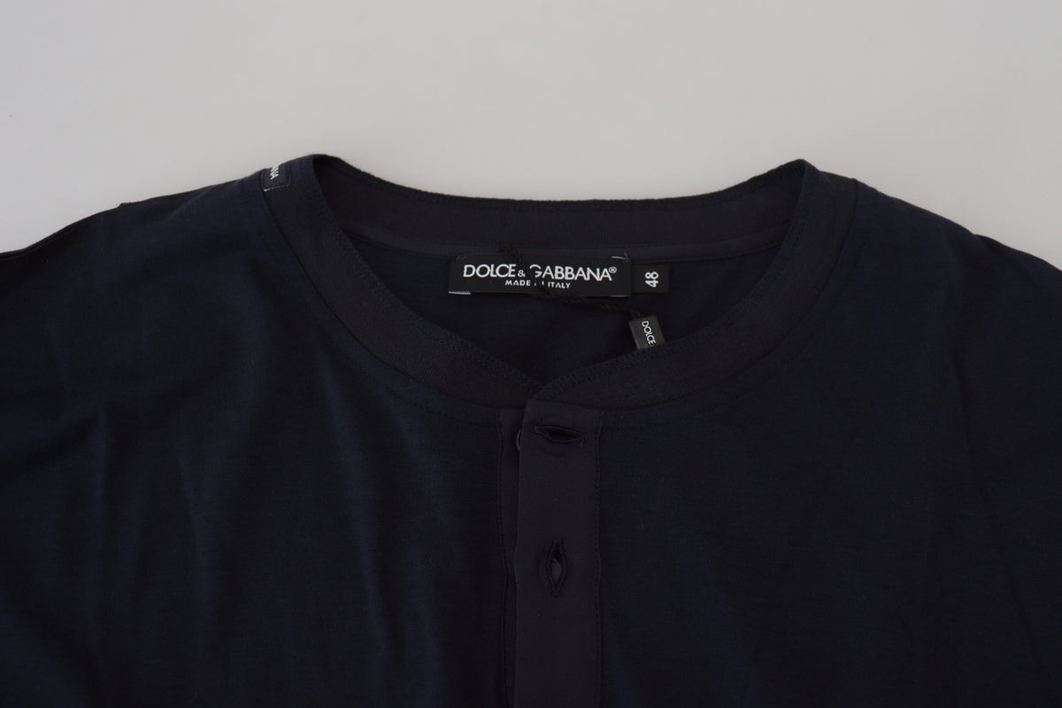 Pull en coton bleu à col rond et boutons de Dolce &amp; Gabbana