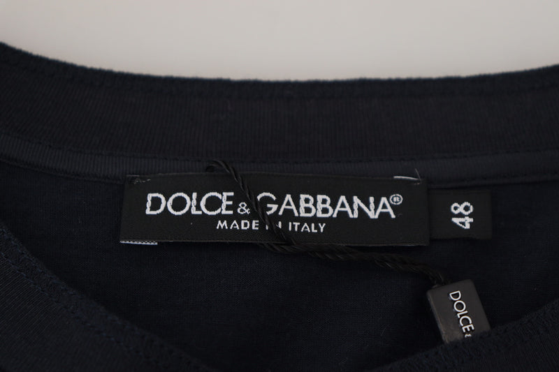 Pull en coton bleu à col rond et boutons de Dolce &amp; Gabbana