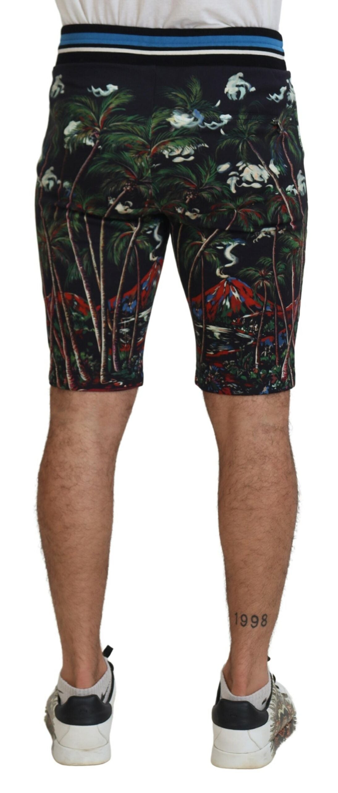 Shorts décontractés en coton noir à imprimé volcanique Dolce &amp; Gabbana