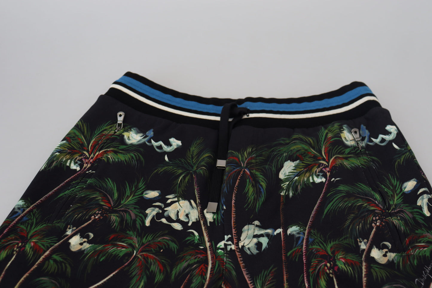 Shorts décontractés en coton noir à imprimé volcanique Dolce &amp; Gabbana