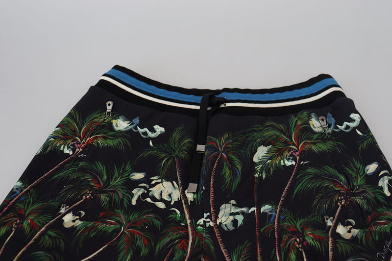 Shorts décontractés en coton noir à imprimé volcanique Dolce &amp; Gabbana