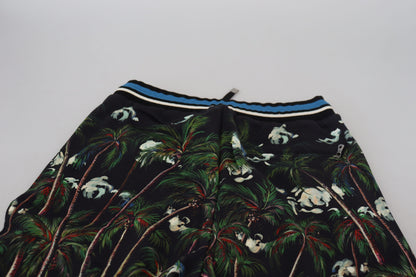 Shorts décontractés en coton noir à imprimé volcanique Dolce &amp; Gabbana