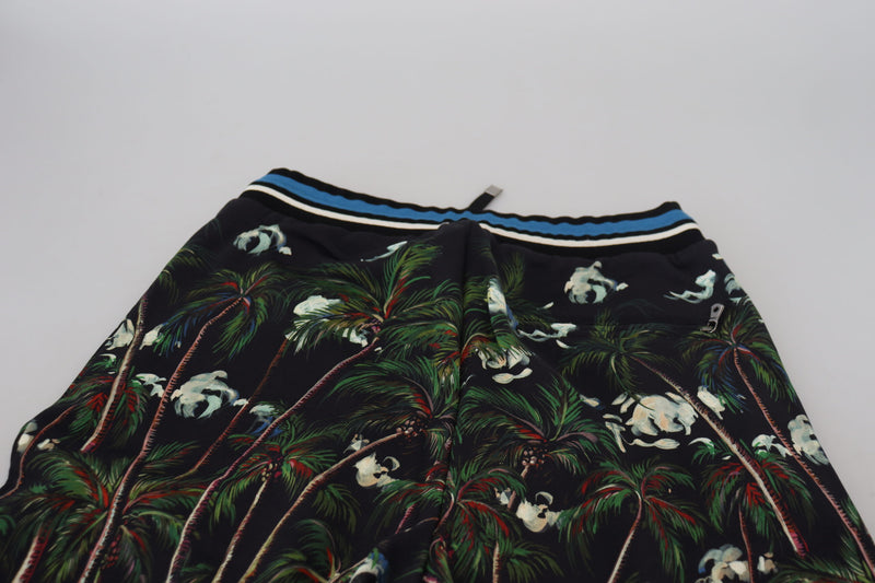 Shorts décontractés en coton noir à imprimé volcanique Dolce &amp; Gabbana