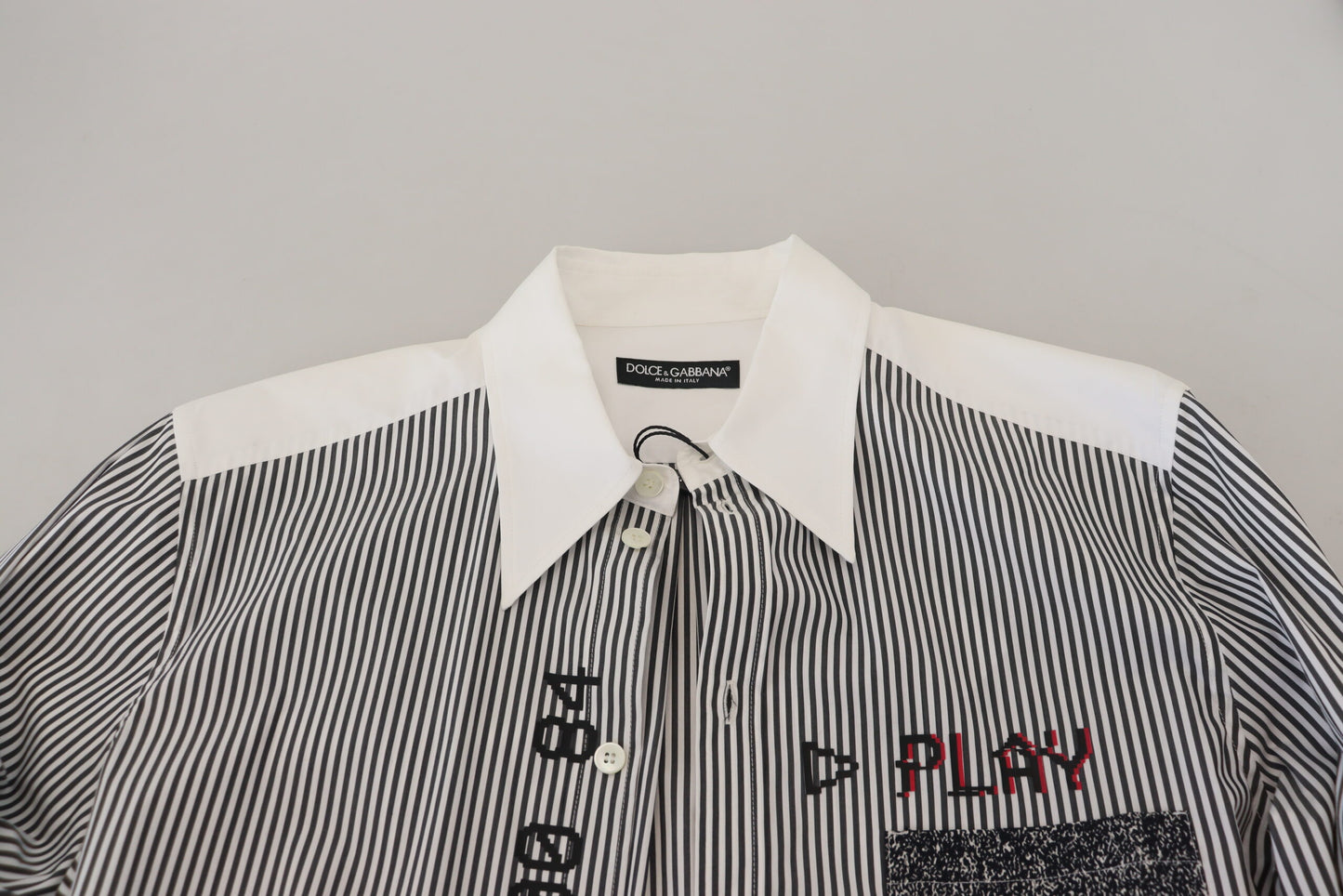 Chemise en coton décontractée à rayures noires et blanches imprimées de Dolce &amp; Gabbana
