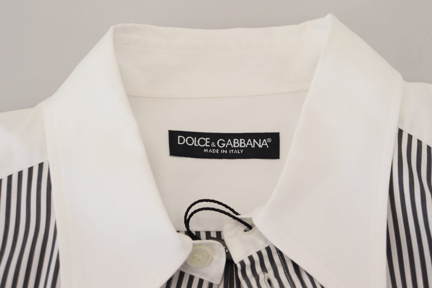 Chemise en coton décontractée à rayures noires et blanches imprimées de Dolce &amp; Gabbana