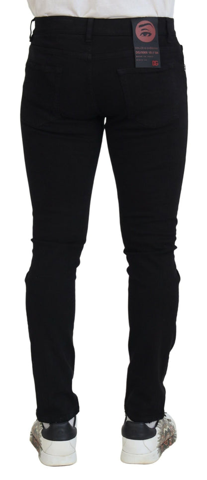 Jeans en coton délavé noir, coupe slim, de Dolce &amp; Gabbana