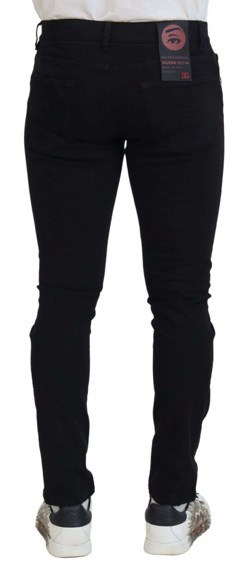 Jeans en coton délavé noir, coupe slim, de Dolce &amp; Gabbana