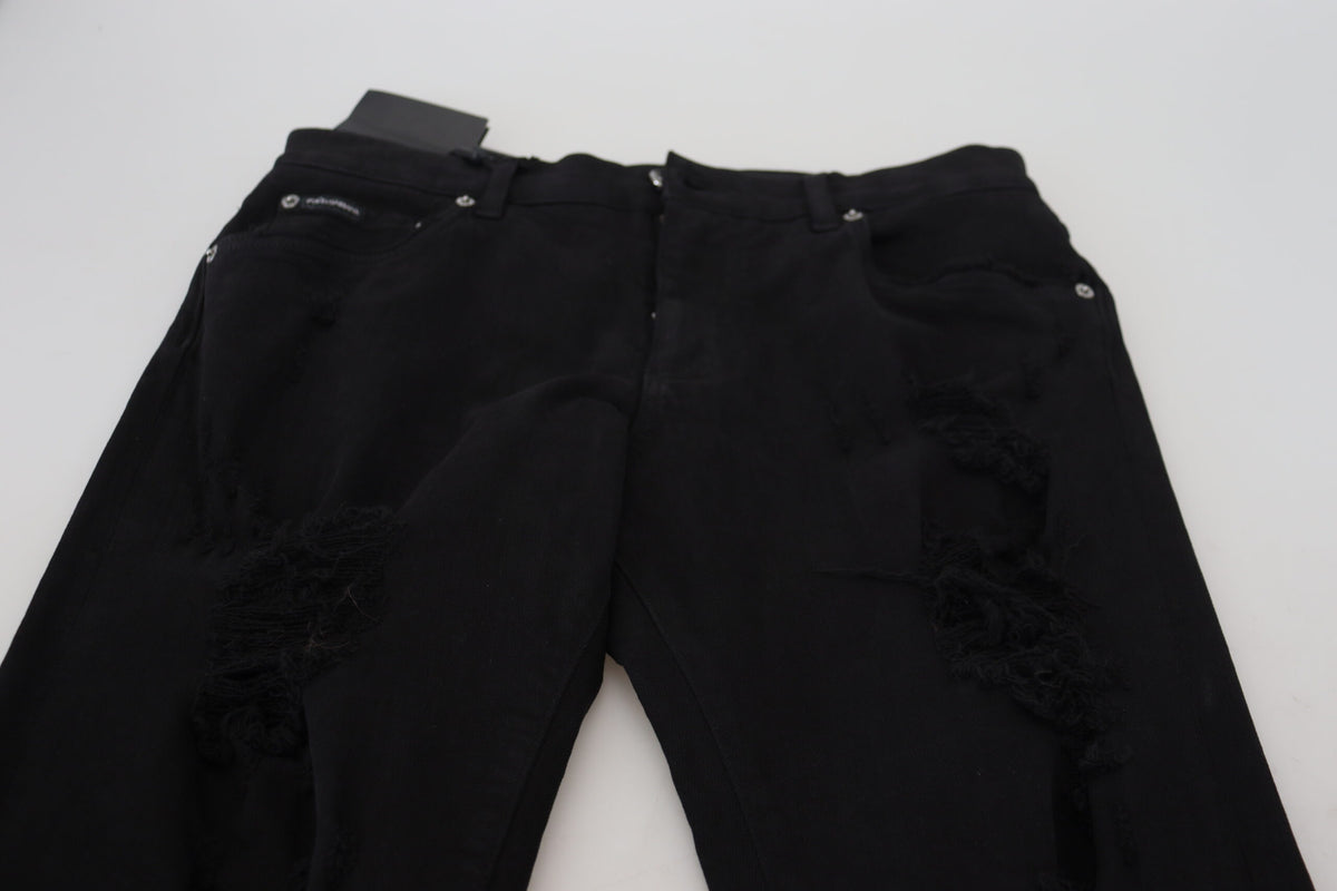Jeans en coton délavé noir, coupe slim, de Dolce &amp; Gabbana