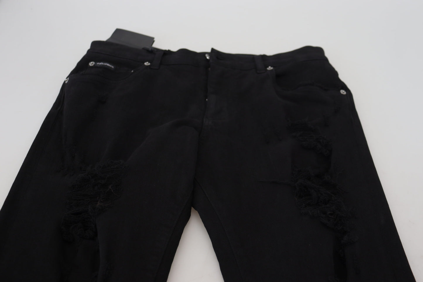 Jeans en coton délavé noir, coupe slim, de Dolce &amp; Gabbana