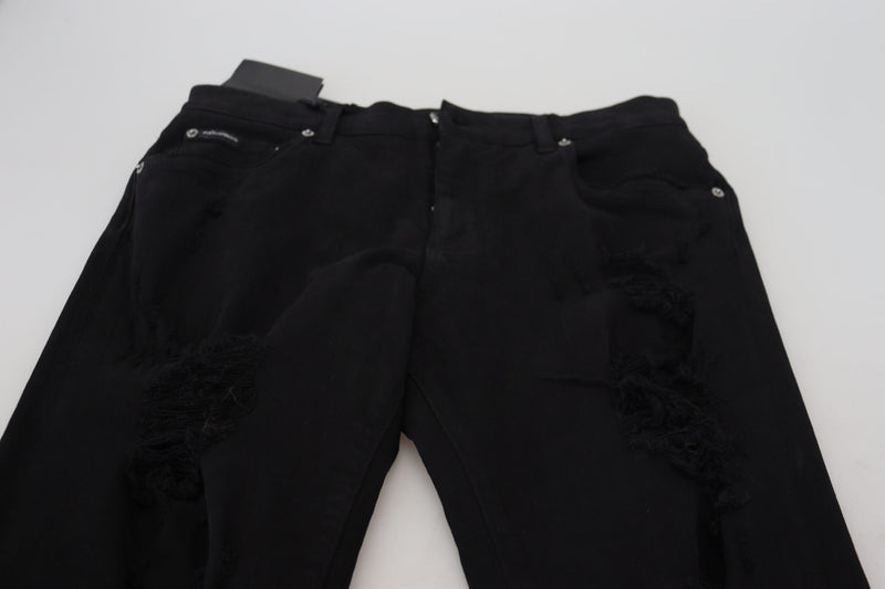 Jeans en coton délavé noir, coupe slim, de Dolce &amp; Gabbana
