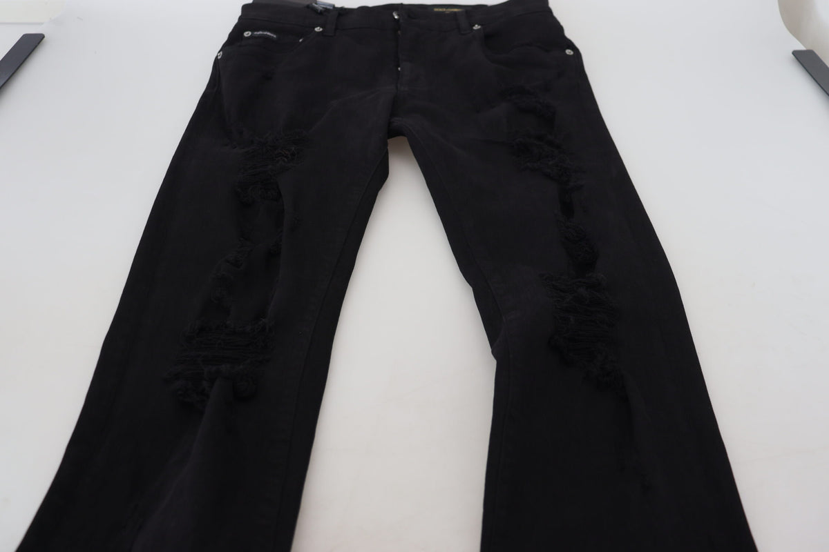 Jeans en coton délavé noir, coupe slim, de Dolce &amp; Gabbana