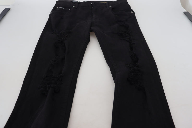 Jeans en coton délavé noir, coupe slim, de Dolce &amp; Gabbana