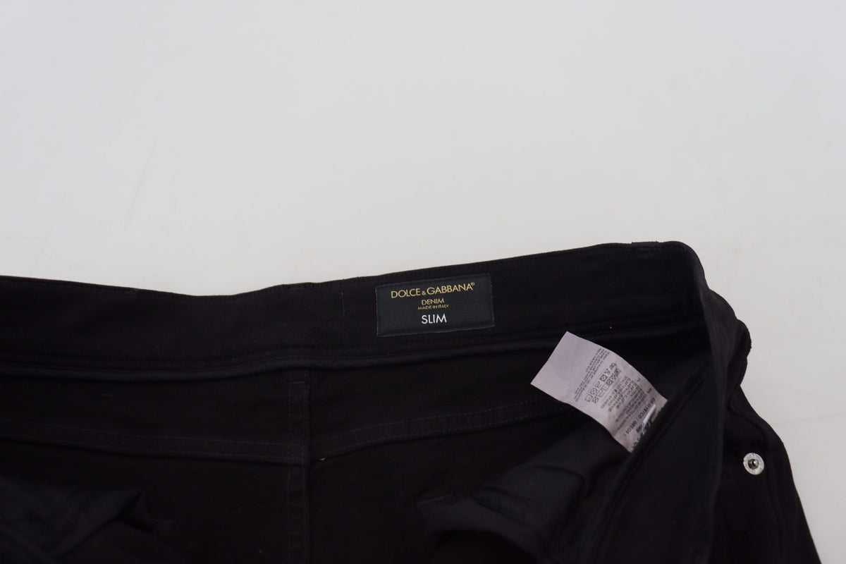 Jeans en coton délavé noir, coupe slim, de Dolce &amp; Gabbana