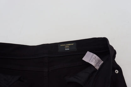 Jeans en coton délavé noir, coupe slim, de Dolce &amp; Gabbana