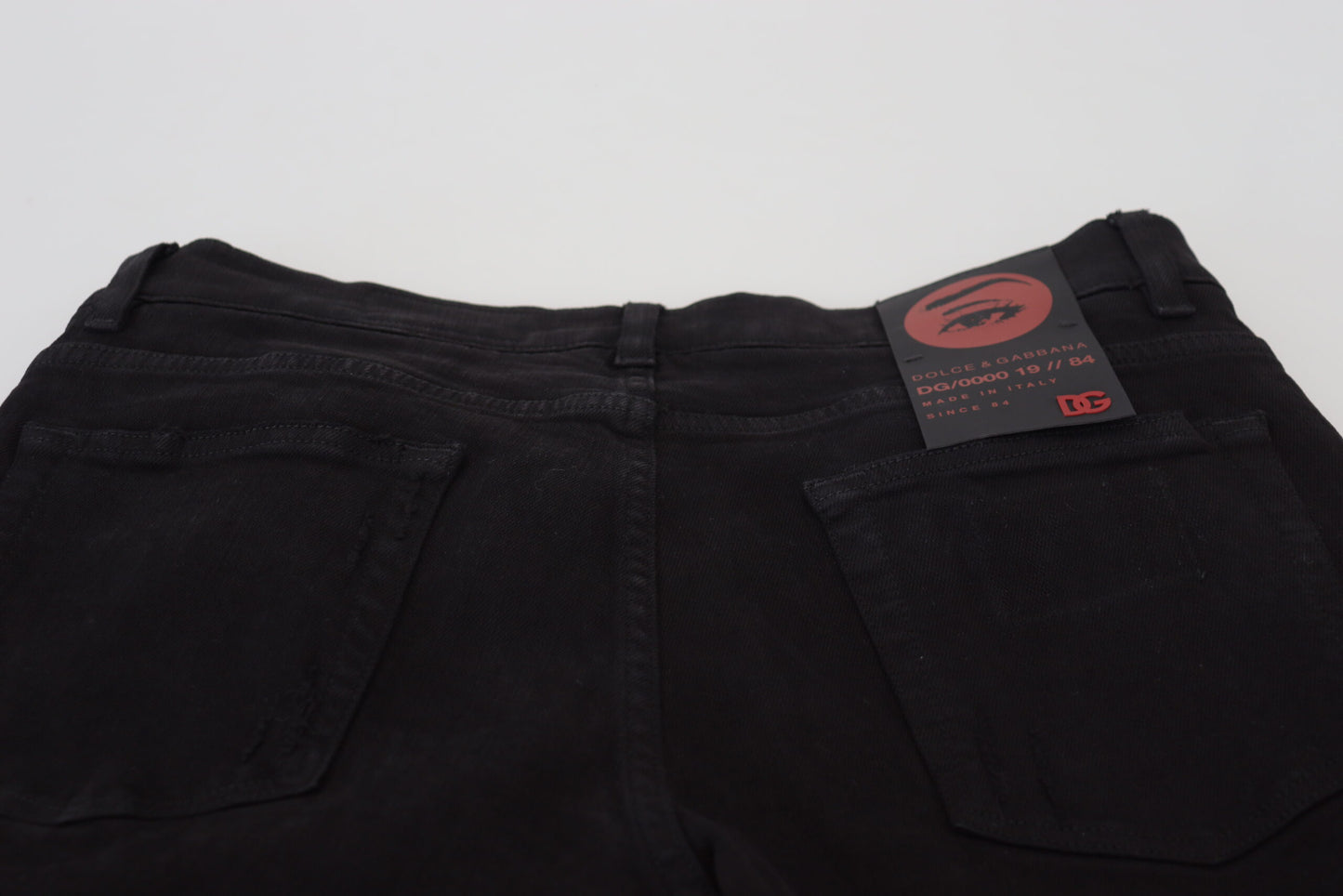 Jeans en coton délavé noir, coupe slim, de Dolce &amp; Gabbana