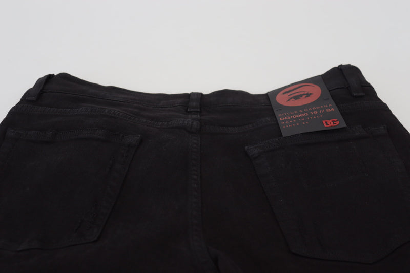 Jeans en coton délavé noir, coupe slim, de Dolce &amp; Gabbana