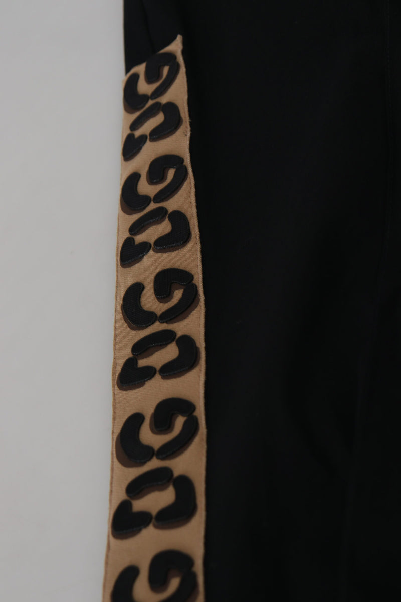 Pantalon court en coton noir à taille élastique avec logo DG de Dolce &amp; Gabbana