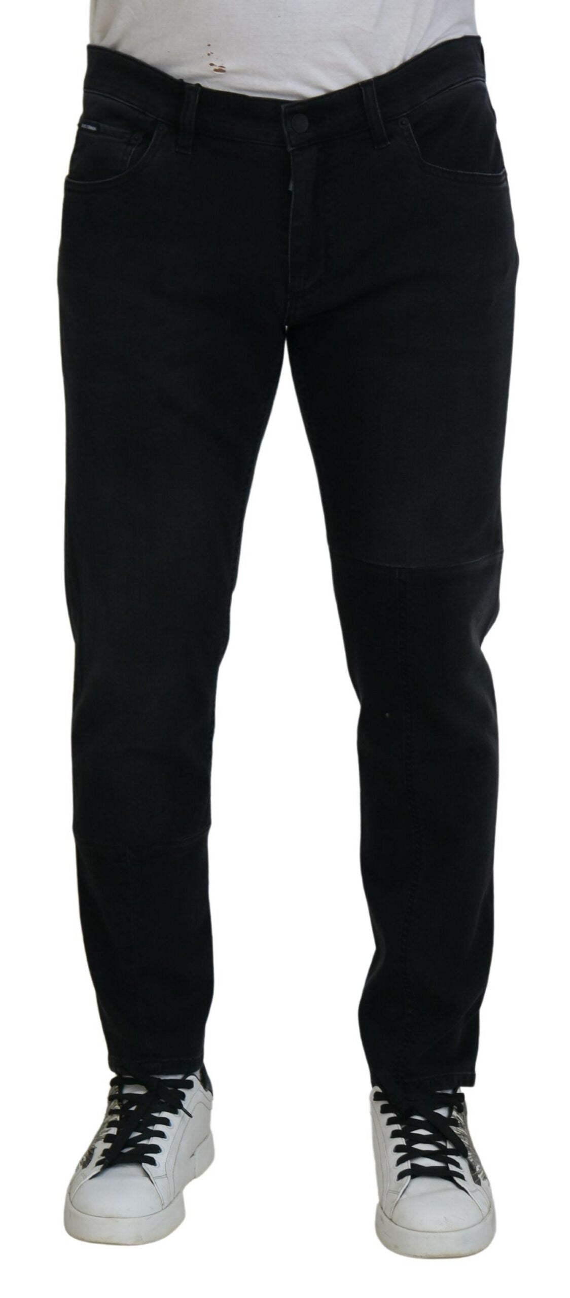 Jeans skinny en jean noir brodés d'anges de Dolce &amp; Gabbana