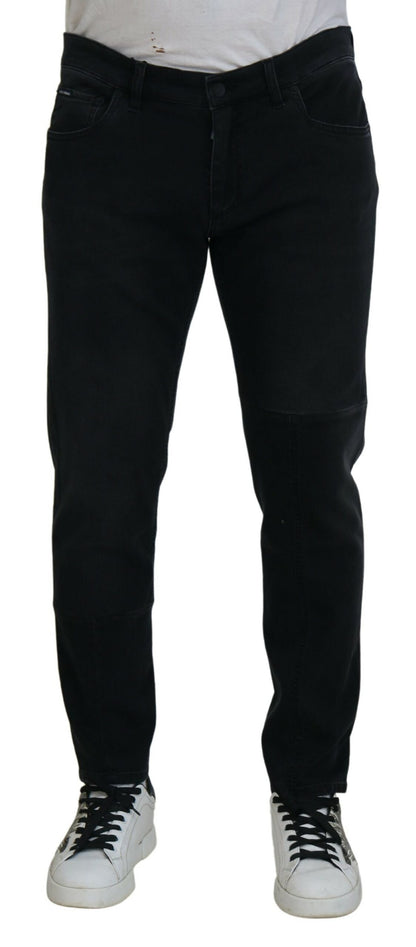 Jeans skinny en jean noir brodés d'anges de Dolce &amp; Gabbana