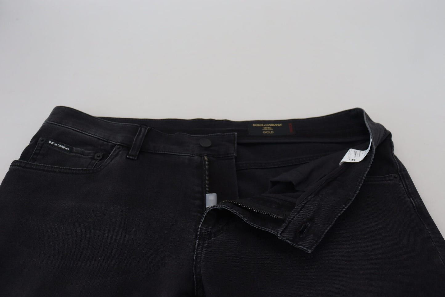 Jeans skinny en jean noir brodés d'anges de Dolce &amp; Gabbana