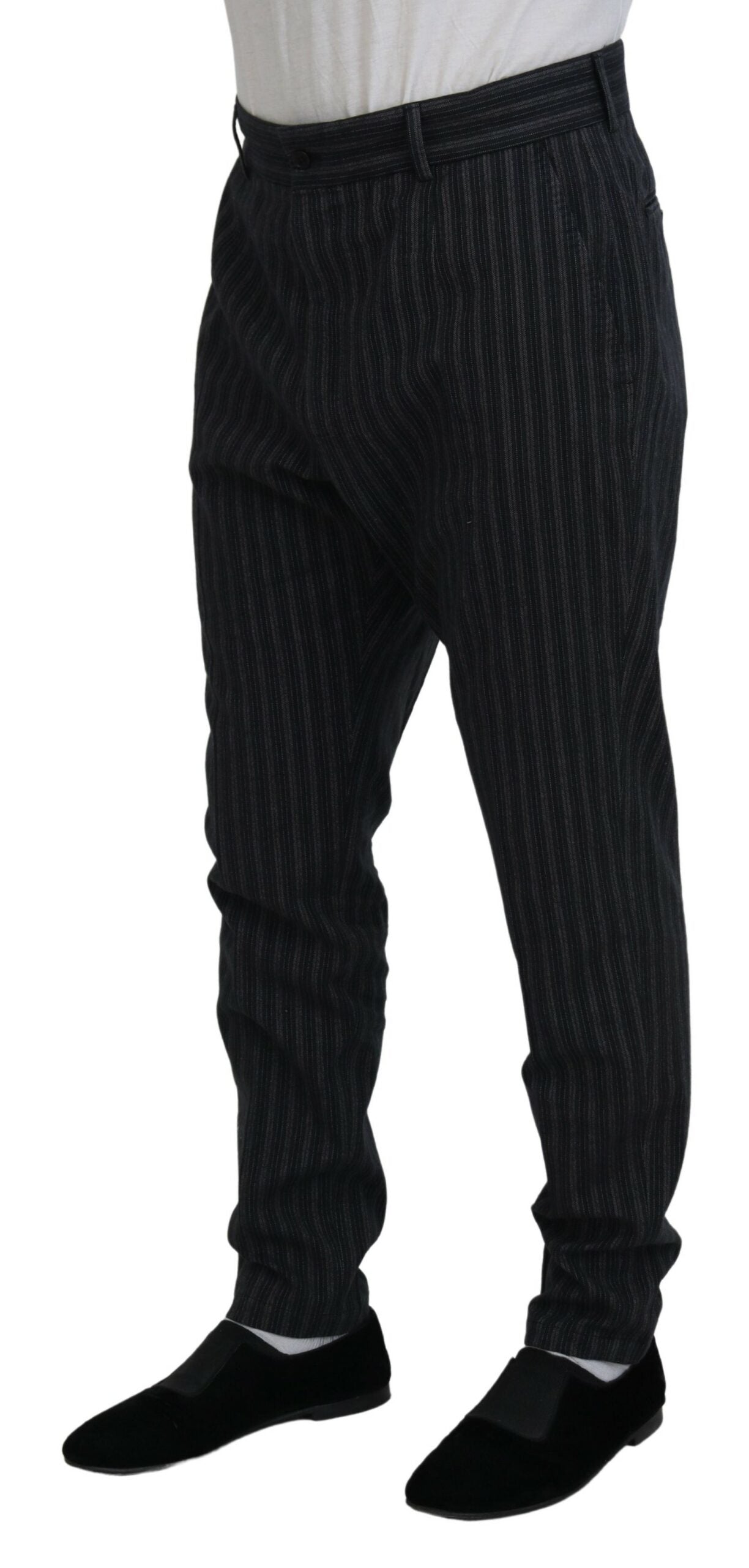 Dolce &amp; Gabbana donkergrijze gestreepte chino broek
