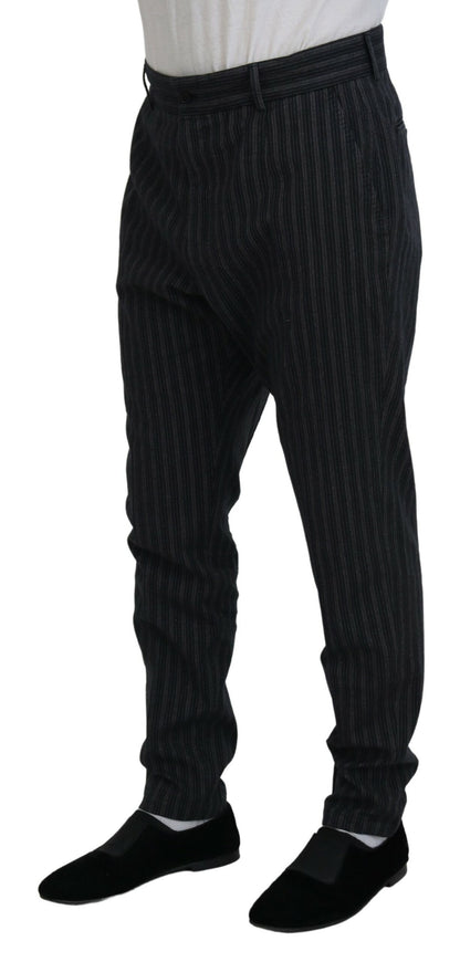 Dolce &amp; Gabbana donkergrijze gestreepte chino broek
