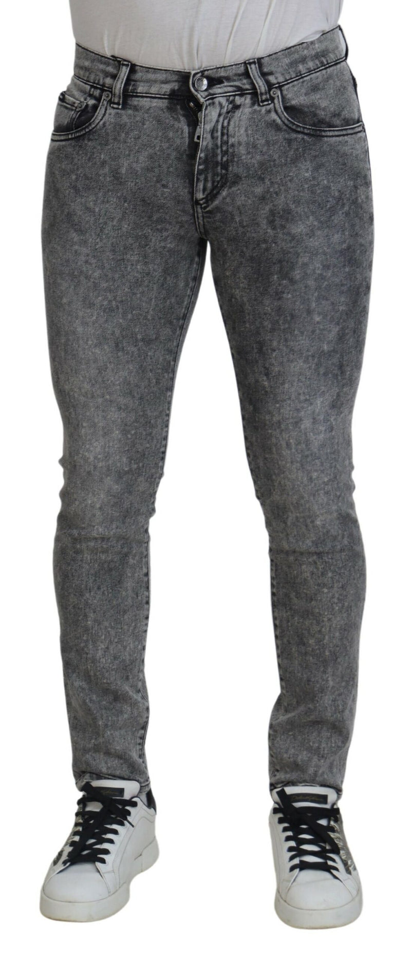 Jean slim en coton délavé gris Dolce &amp; Gabbana pour homme