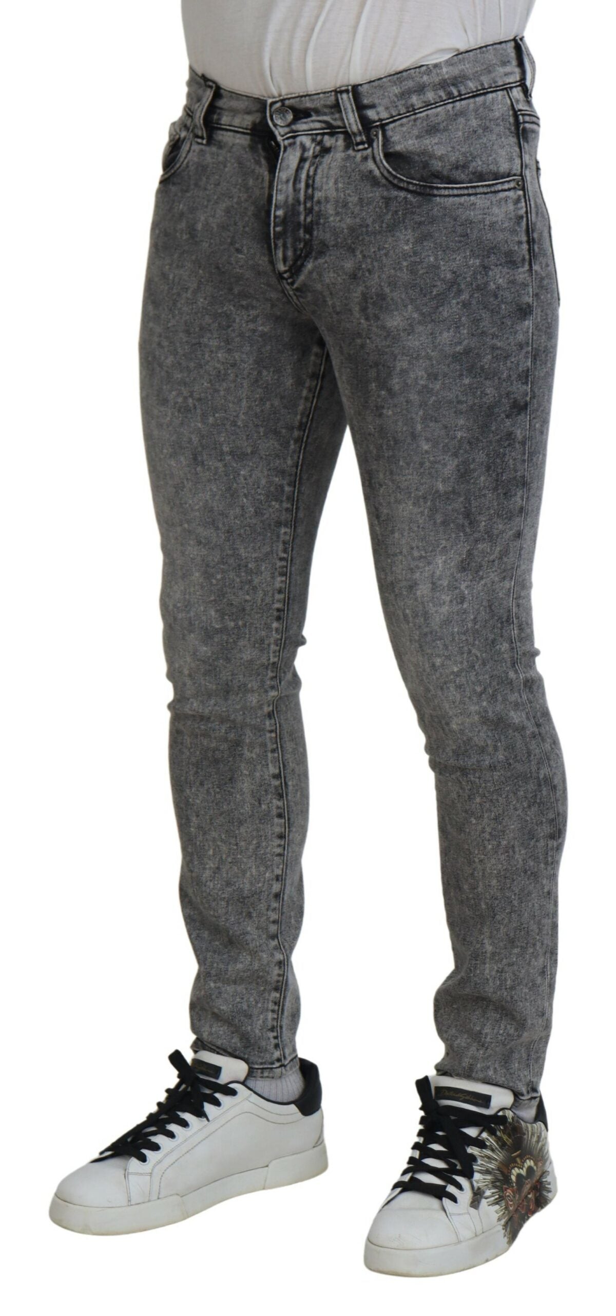 Jean slim en coton délavé gris Dolce &amp; Gabbana pour homme