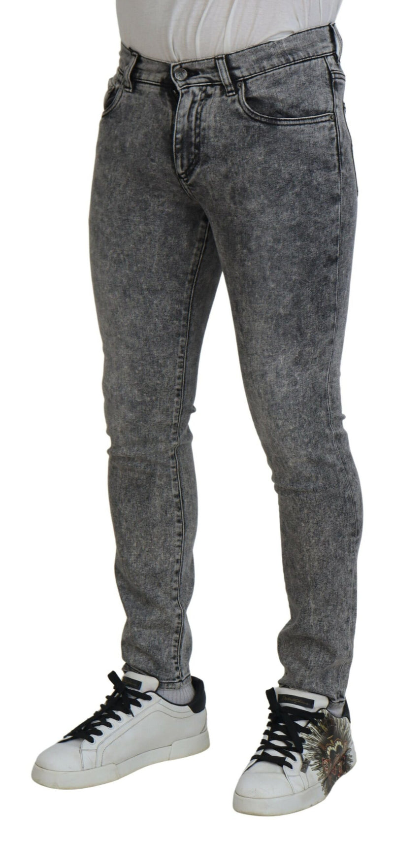 Jean slim en coton délavé gris Dolce &amp; Gabbana pour homme