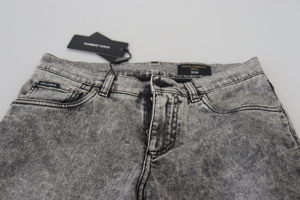 Jean slim en coton délavé gris Dolce &amp; Gabbana pour homme