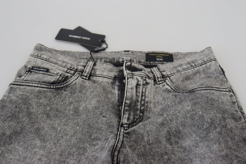 Jean slim en coton délavé gris Dolce &amp; Gabbana pour homme