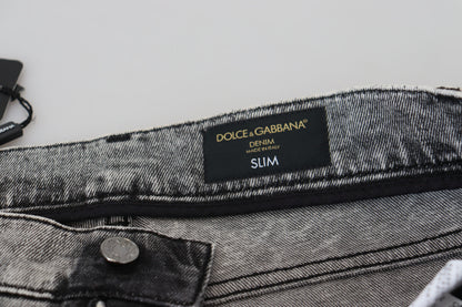 Jean slim en coton délavé gris Dolce &amp; Gabbana pour homme